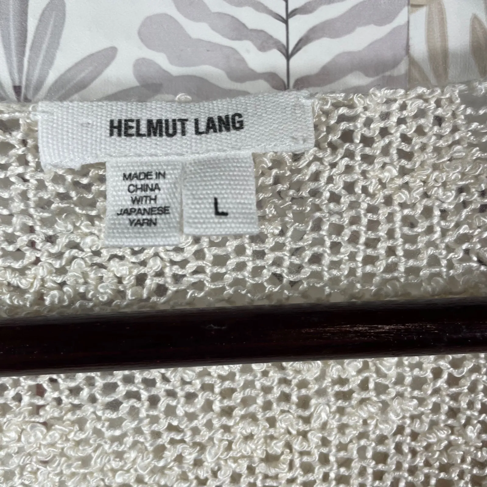 Helmut Lang 100% Silk Knit Sweater Women's L Cream V-Neck Asymmetric Hem Luxe - Image 2