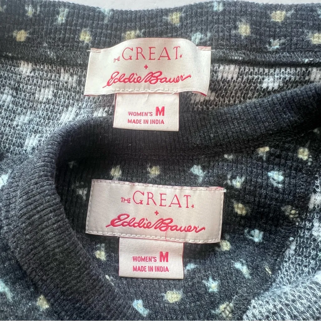 The Great. x Eddie Bauer Floral Pajama Set Sz M Gray Size M - Image 9