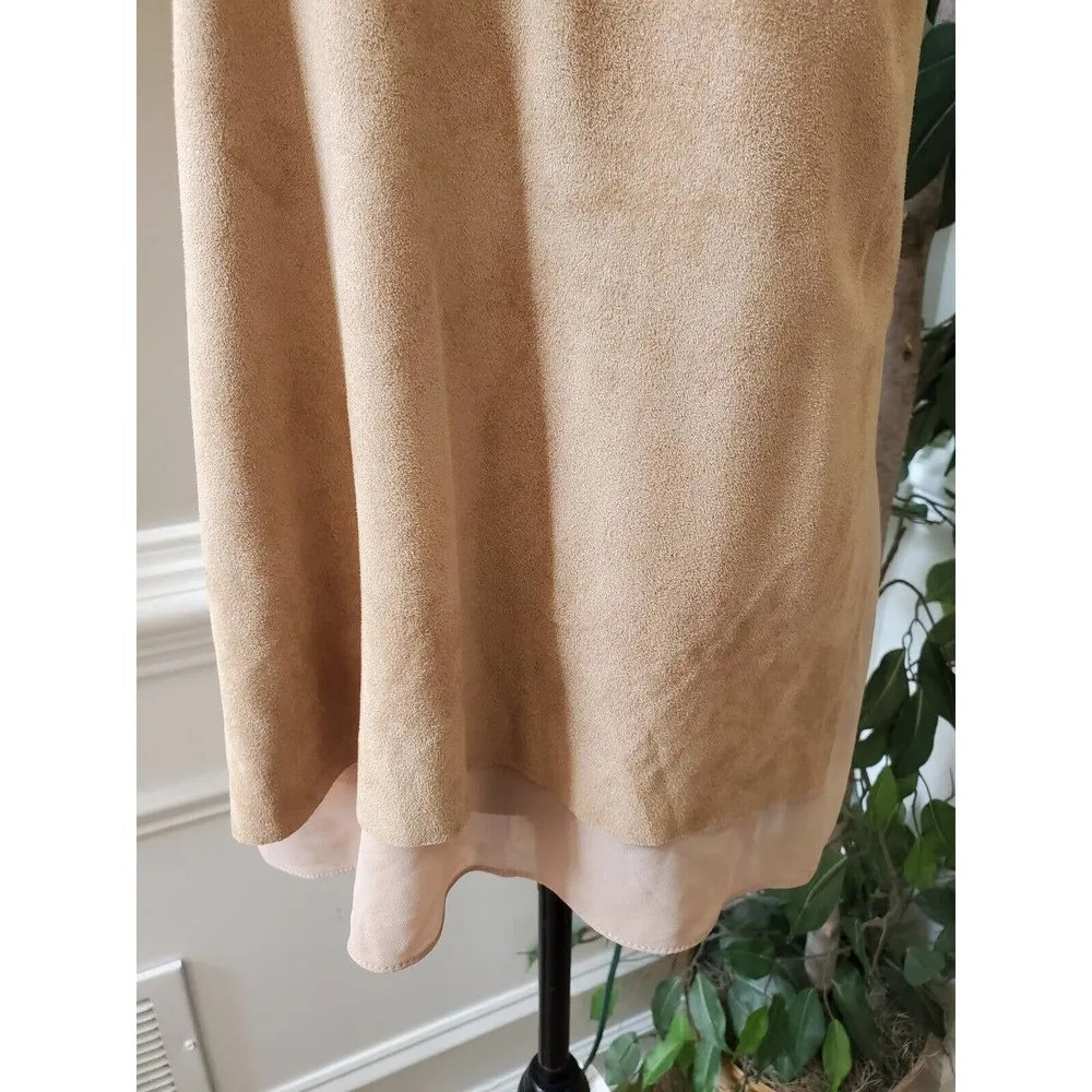 Sans Souci Womens Brown Suede 100% Polyester V Neck Sleeveless Top Blouse Size L - Image 4