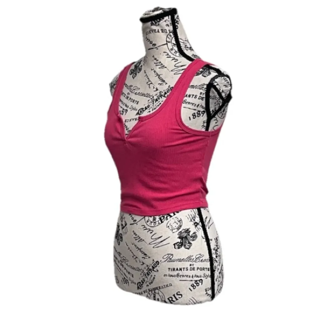 Vintage Y2K Aeropostale Pink Ribbed Crop Tank Top Balletcore Boho Beach Hippie S - Image 3