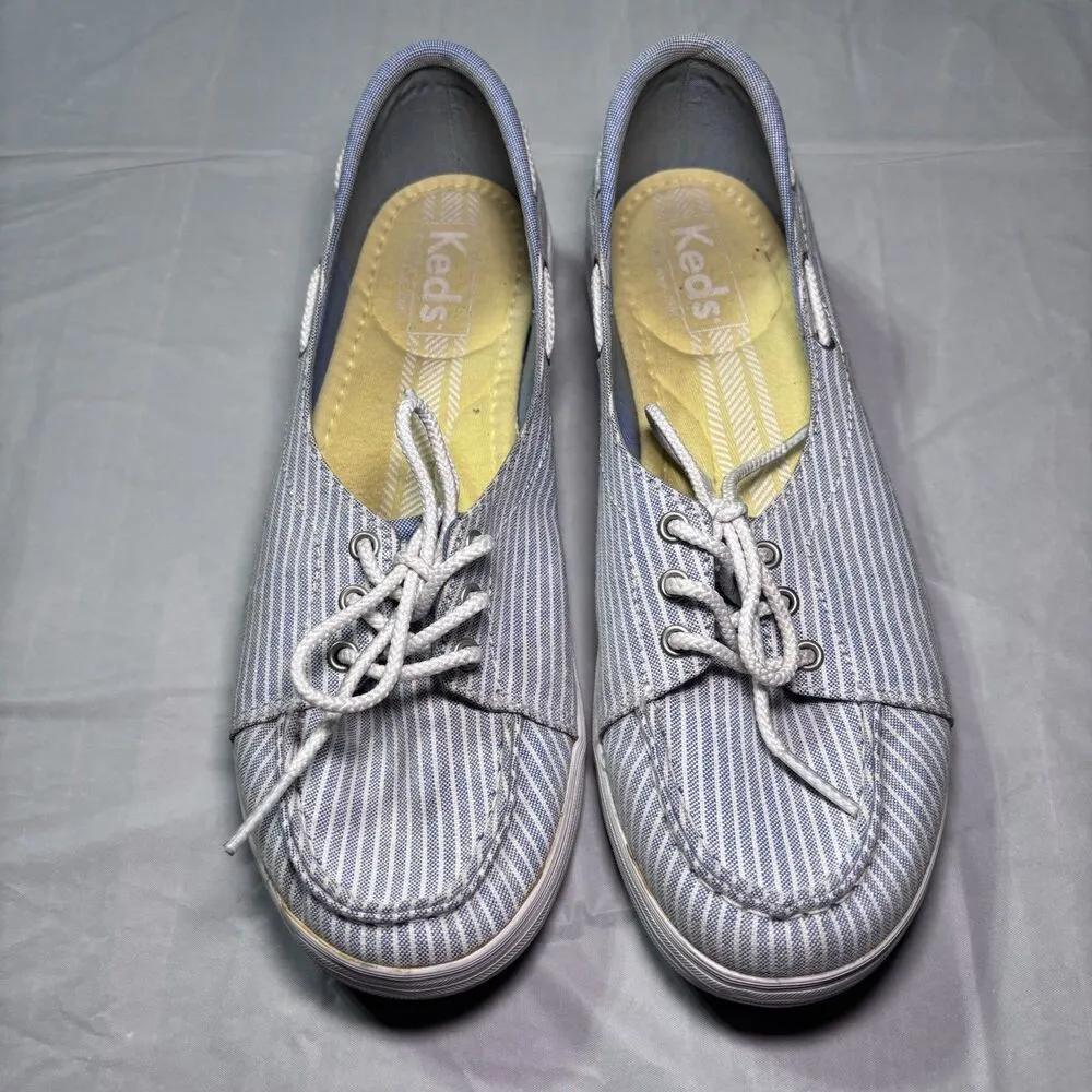 Keds Women's WF51362 Blue White Striped Boat Shoe Slip On Loafer Size 7.5 - Image 2