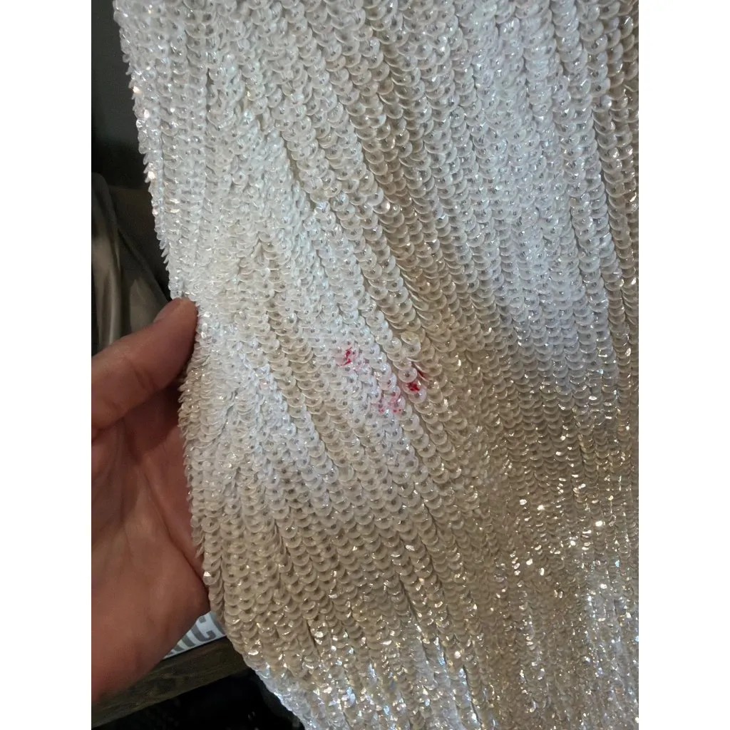 retrofete Cydney Sequin Dress Moonglow White Womens Size Large - Image 9