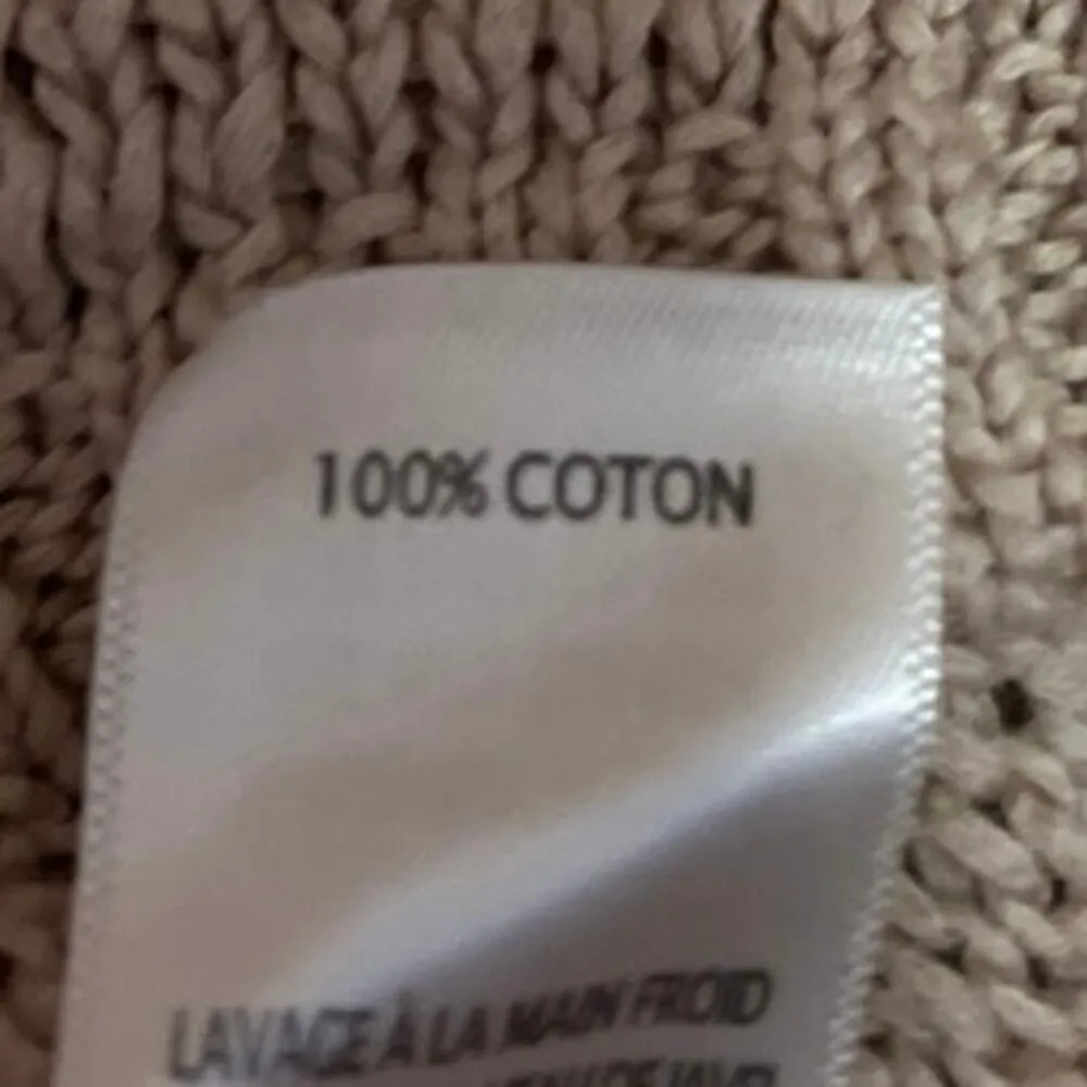 Ecru Women's Brown Tan Open Knit Long Sleeve V-Neck Crop Sweater Top Size S/M - Image 4