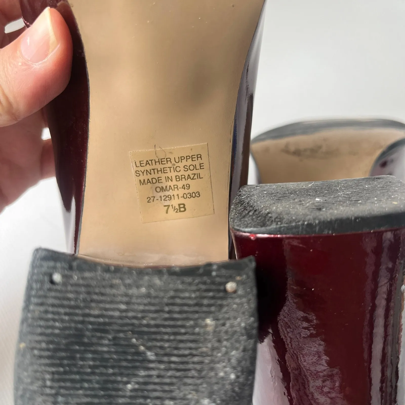 Vtg Precis 90s Patent Peep Toe Womens Shoes Sz 7.5 Chunky Heel Retro Y2K Square Red - Image 12