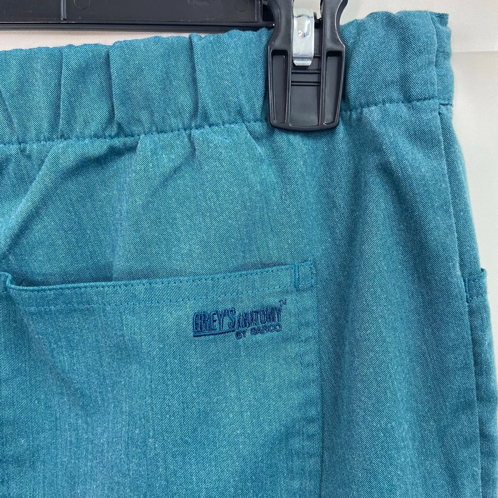 Grey's Anatomy women's‎ teal elastic drawstring pocket straight scrubs pants M - Image 5