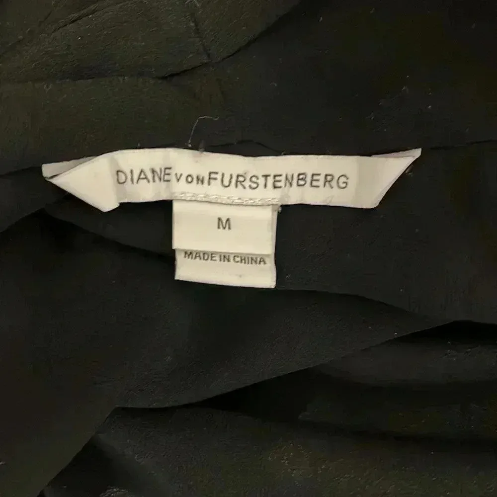 Diane Von Furstenberg Black Dressy Top Blouse Sleeveless Size Medium DVF - Image 5
