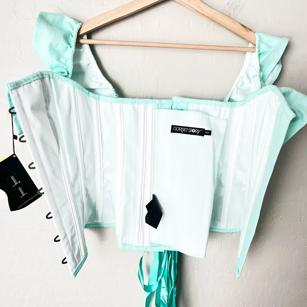 Corset Story Victorian off the shoulder corset mint NEW Fits 26 - Image 11