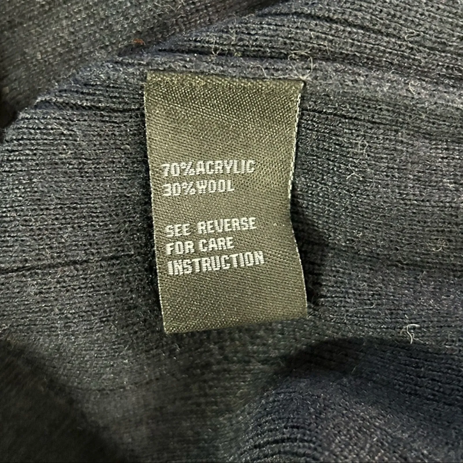 CLICHÉ Navy Wool Blend Sweater Small | Trendy Pleated Bell Sleeve Pullover Blue - Image 8