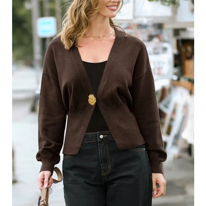 Cupshe Cardigan Effortless Confidence Size XS Brown Gold - Image 6
