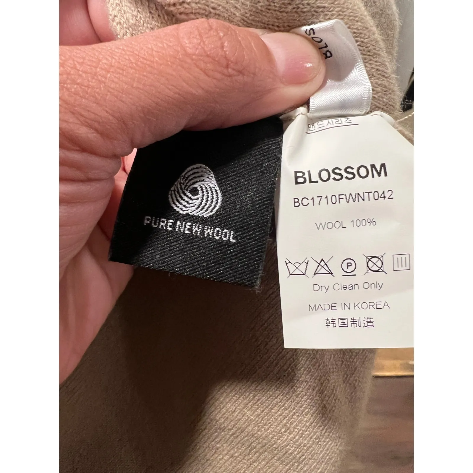 Women’s High Waist Wool Sweater Pencil Knit Midi Bodycon Skirt S/M Tan - Image 4