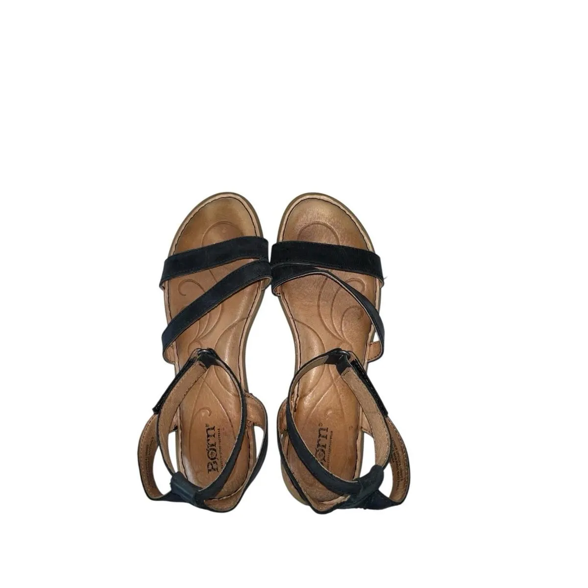 Børn Black Leather Ankle Strap Sandals Women’s Comfort Walking Shoes Size 8 - Image 6