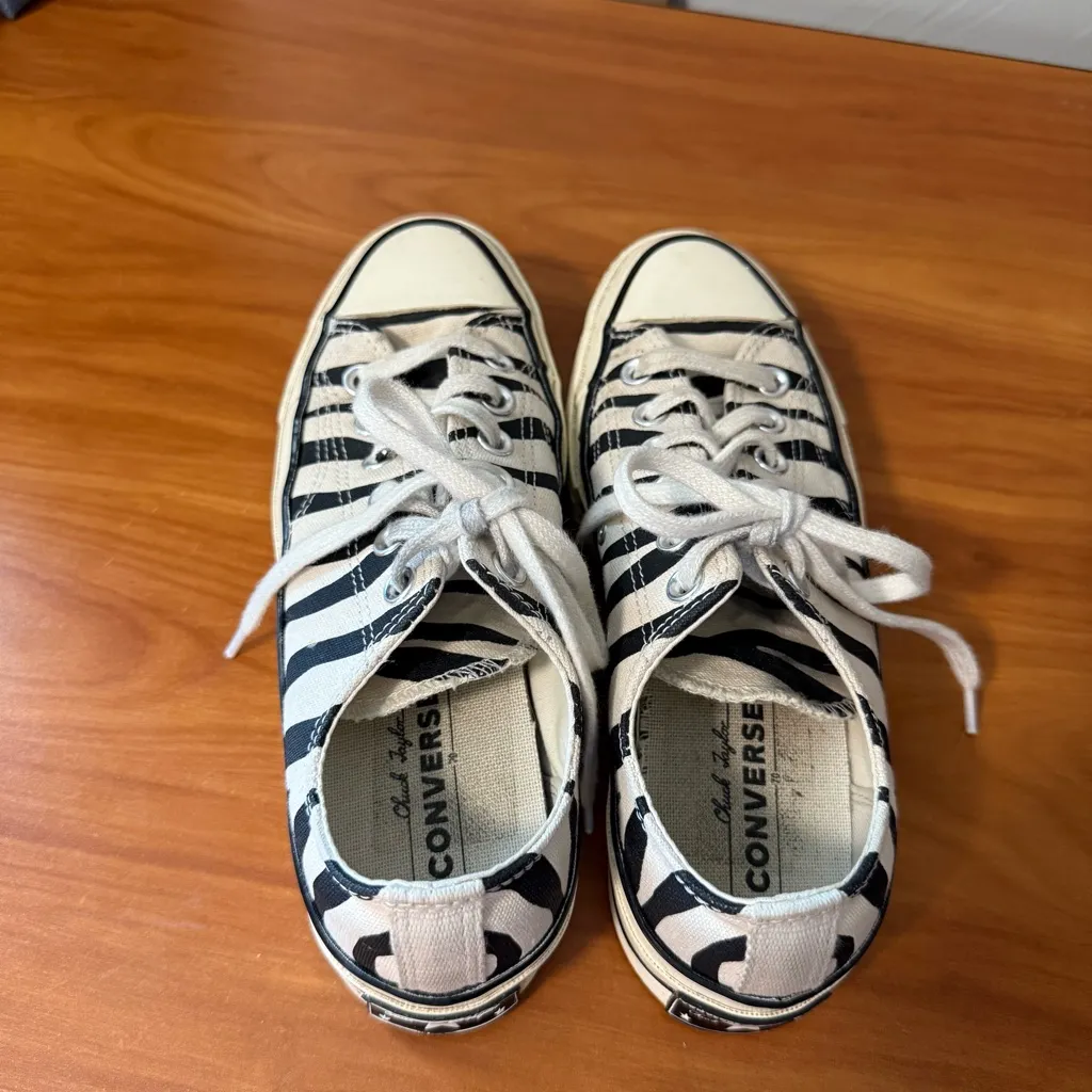 Converse Oxford Chuck 70 Low Archival Zebra Print Black White Sneaker‎ Canvas W7 - Image 7