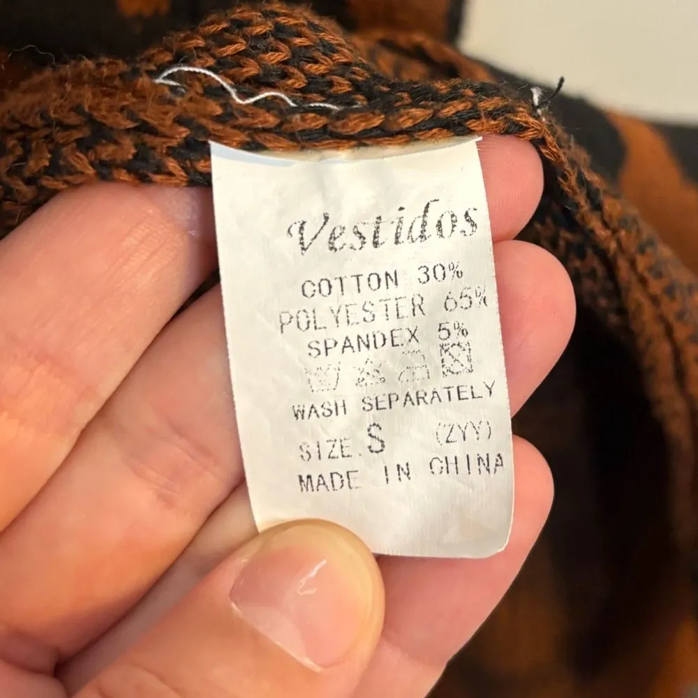 Angashion Brown and Black Animal Print Cardigan Size Small - Image 5