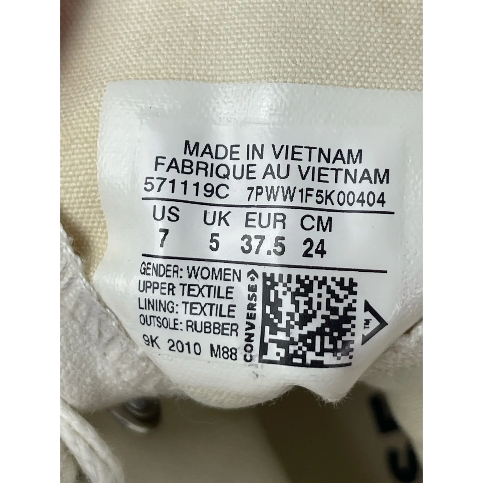 Converse Chuck Taylor All Star Made With Love White Lace Up Sneakers Shoes Sz 7 - Image 8