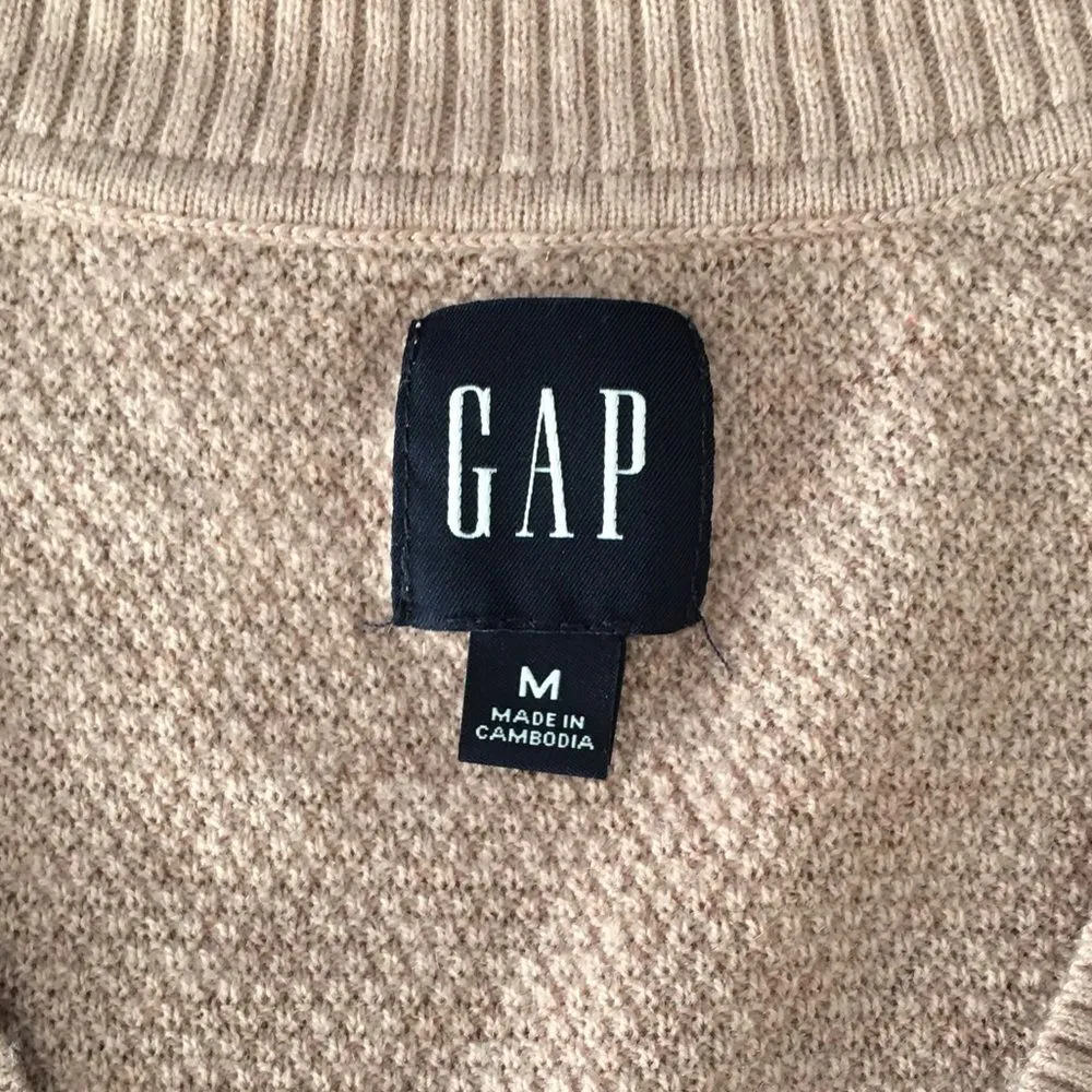 🔃Gap Extra Fine Merino Wool V Neck Tan Pullover Sweater - Image 4