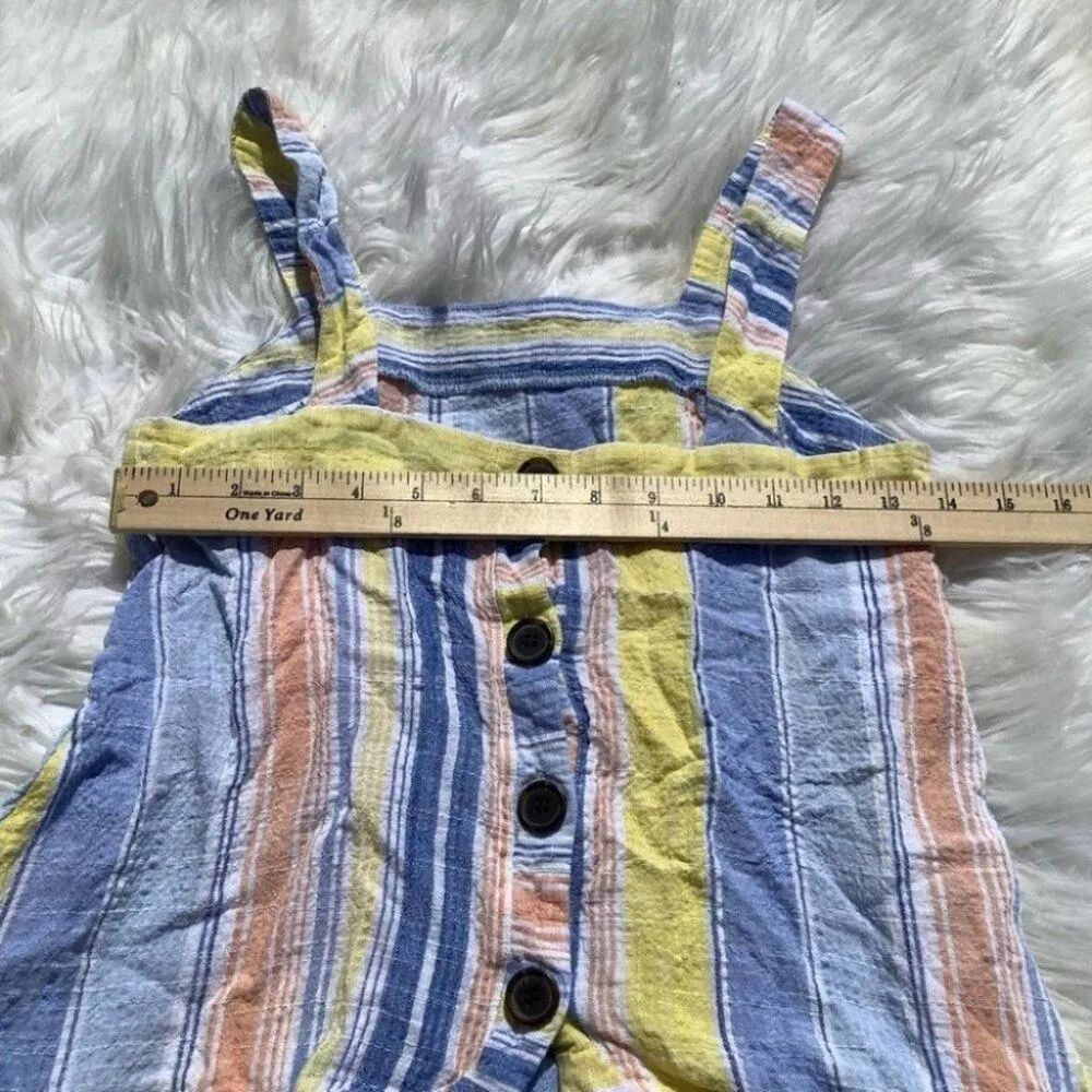A New Approach Pastel Tank Button Linen Size Small Beach Coastal Summer Stripes - Image 3