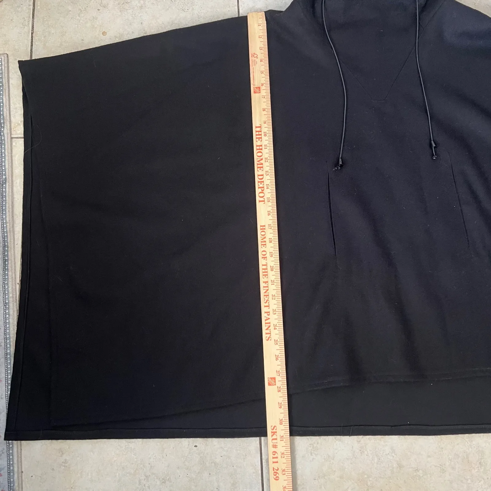 Harve Benard 100% Wool Poncho Hooded Womens Medium Black Oversized Cape Jacket Size undefined - Image 4