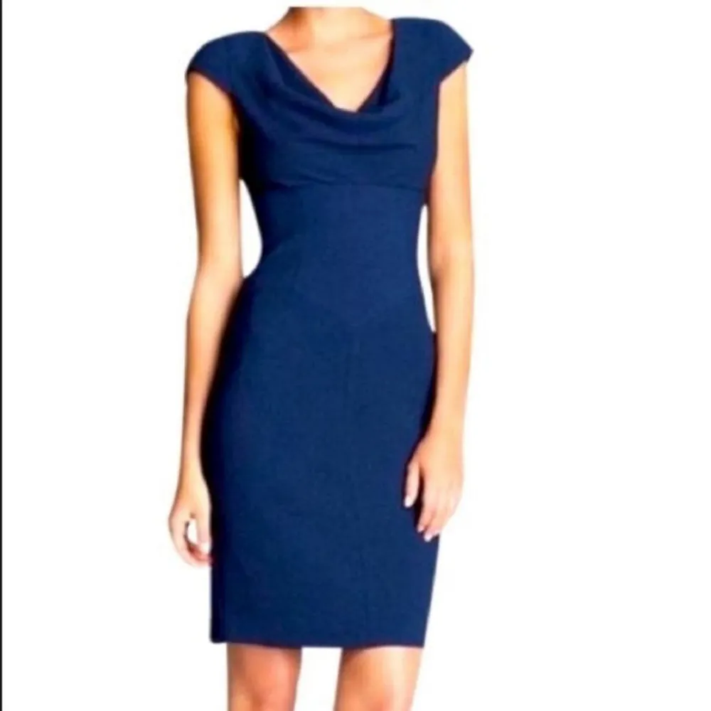 Black Halo Jackie O Blue Dress 8 | Holiday Party | Winter Wedding - Image 4