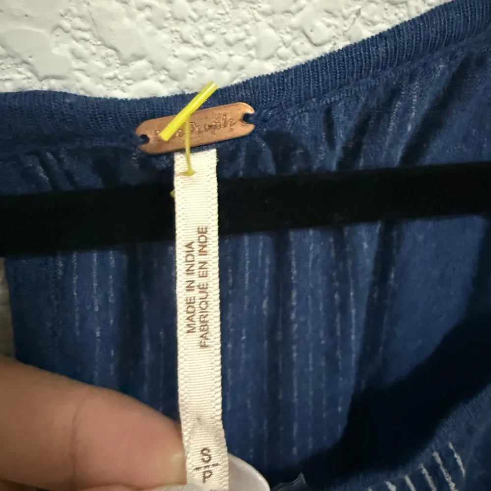 Free People Indigo Dreams Oversized Tunic Top Navy Blue Small NEW Boho Chic - Image 13