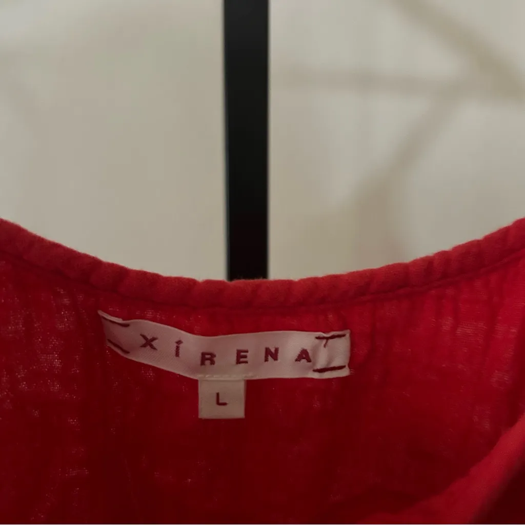 Xirena Charlie Gauze 100% Cotton Red Tank Top Sleeveless Cami Spaghetti Straps L Size L - Image 2