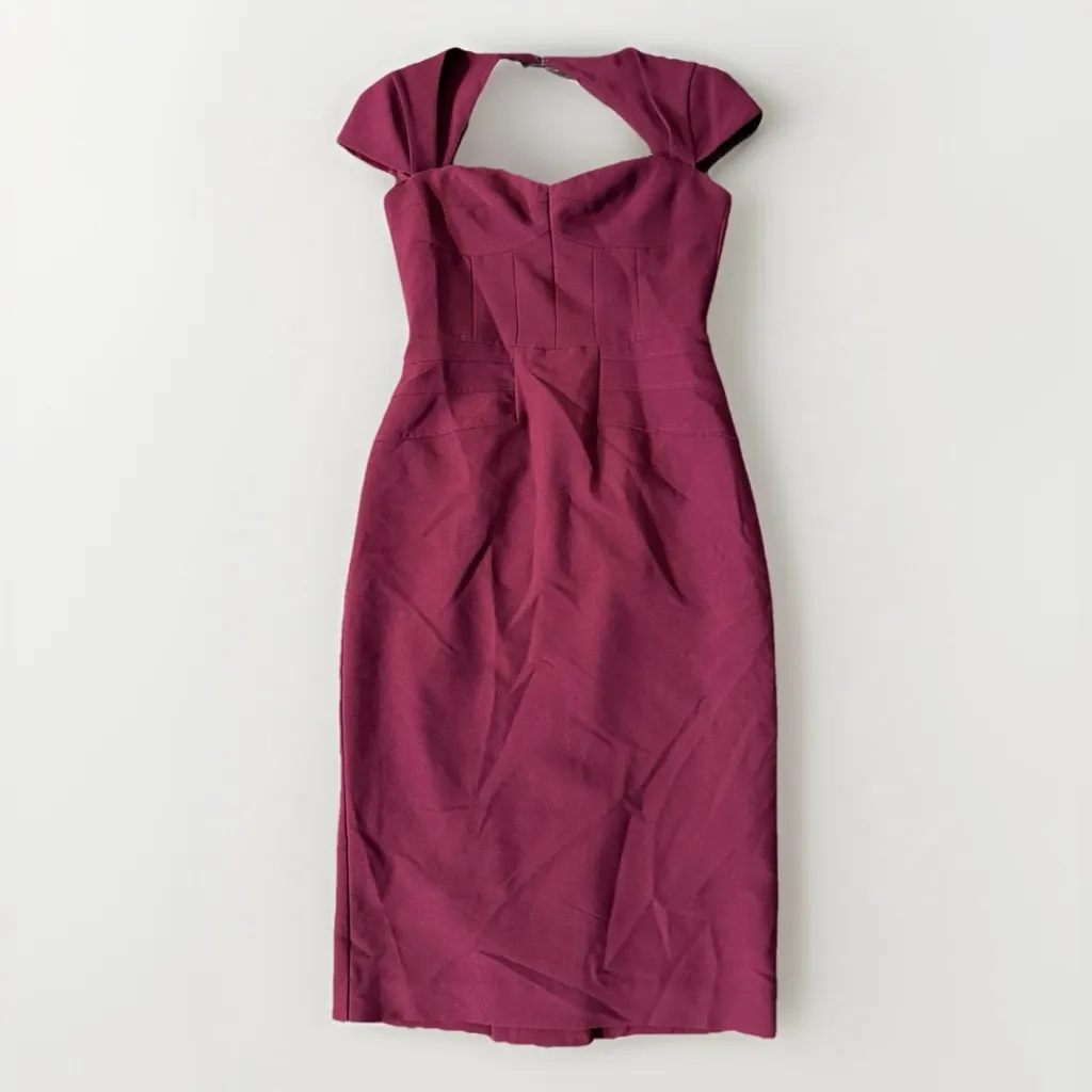 Black Halo Janie Bryant Red Sheath‎ Dress Cap Sleeves Catherine 2 - Image 3