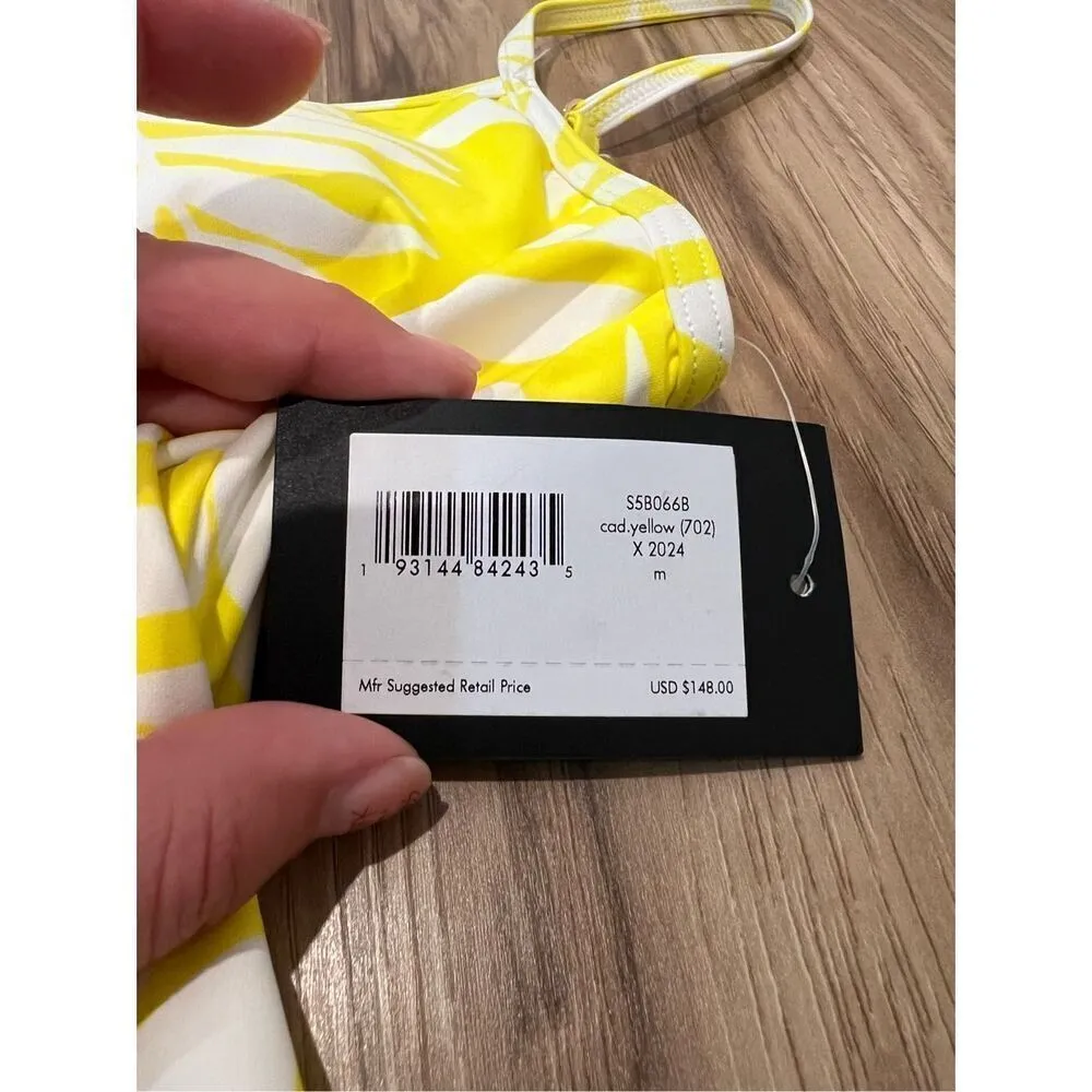 Kate Spade NWT Yellow White One Piece Swimwear Sz M - Image 3