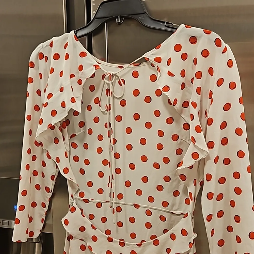 đź’•REALISATION PARđź’• Goldie Cherry Dress ~ Red Polka Dot Print XS 100% Silk - Image 14