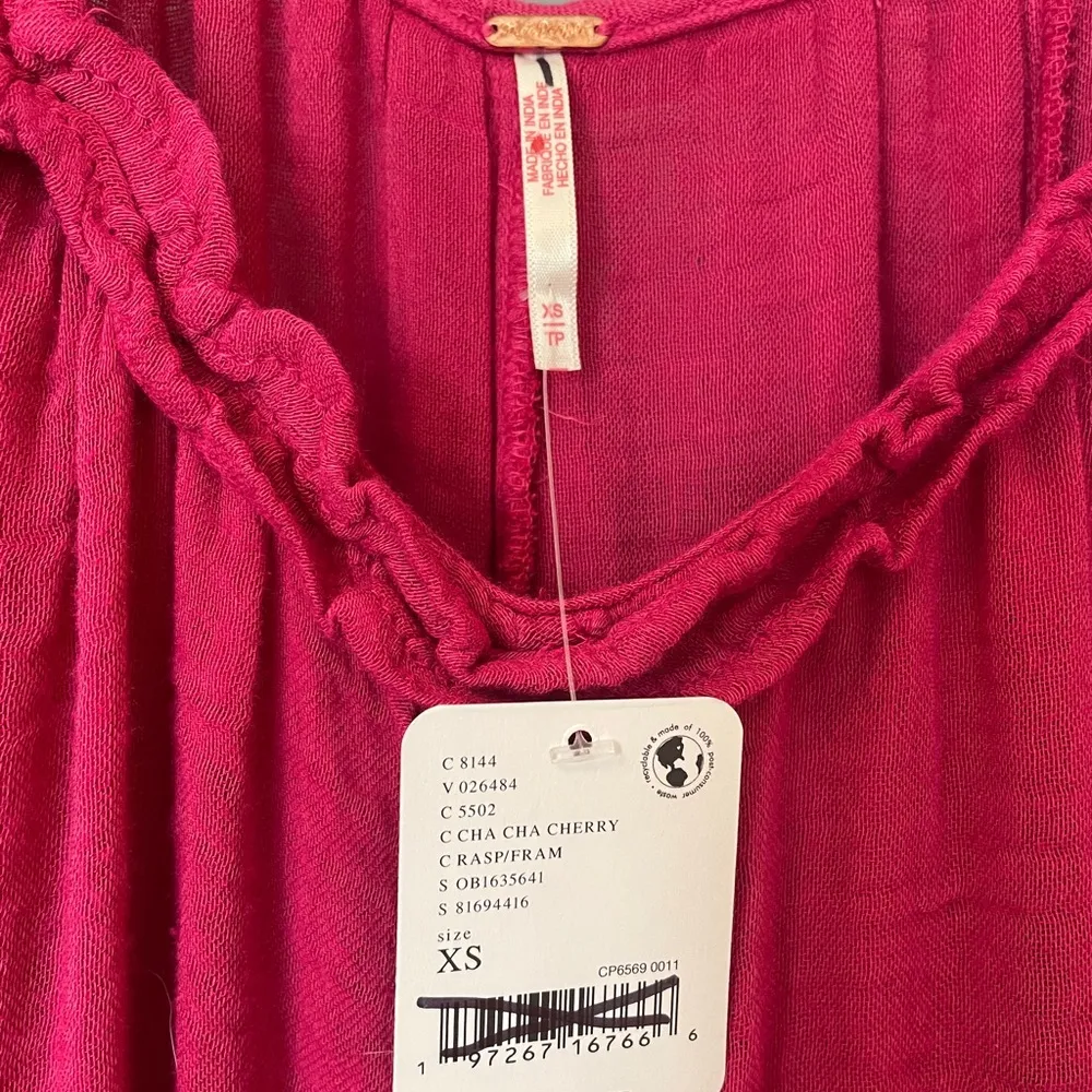 Free People NWT McKinley Maxi Dress Cha Cha Cherry Raspberry Gauze Sleeveless XS - Image 2
