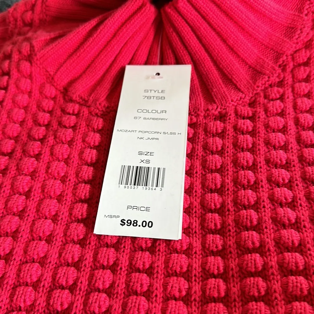 NWT French Connection Mozart Popcorn High Neck Sweater In Barberry - Image 8