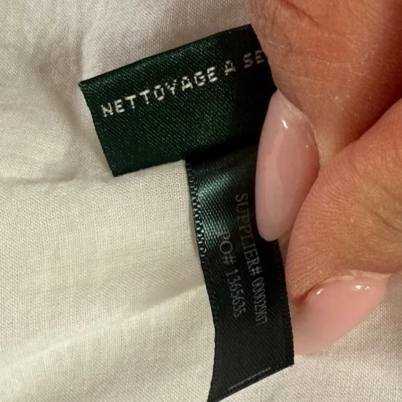 Ralph Lauren 100%‎ Linen Embroidered Mandarin Collar Jacket White Size 16 - Image 10