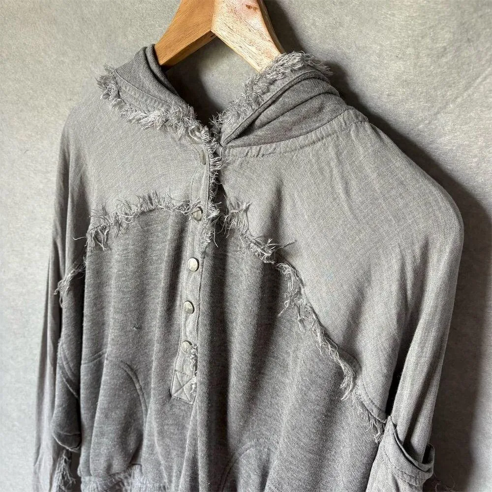 Free People Women's Windy Meadow Hoodie Gray Size S Long Sleeve Relaxed Fit - Image 5