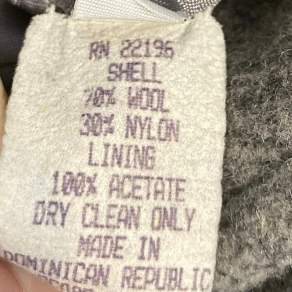 Herman Kay Wool Blend Pea Coat Classic Vintage Minimalist Scandi Parisian Gray Size 12 - Image 6