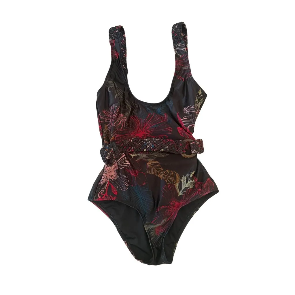 AUSKI Australia Belted One Piece Swimsuit Bathing Suit Size XS Black - Image 6