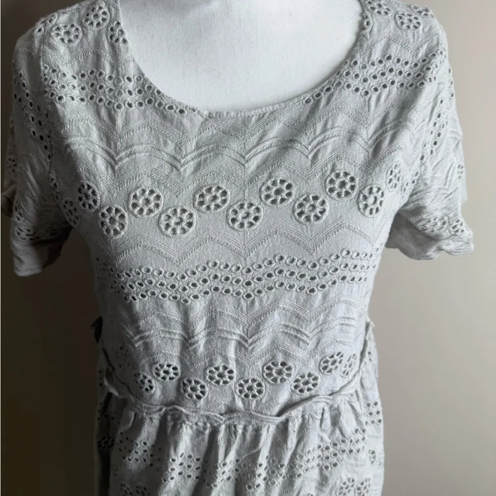Tea n rose gray cotton eyelet dress medium - Image 3