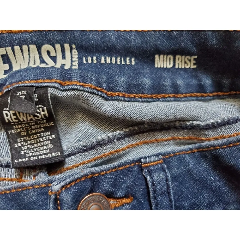 Rewash Women's Karma(?) Mid Rise Skinny Jeans Dark Wash Size 3/26 Distre… - Image 7