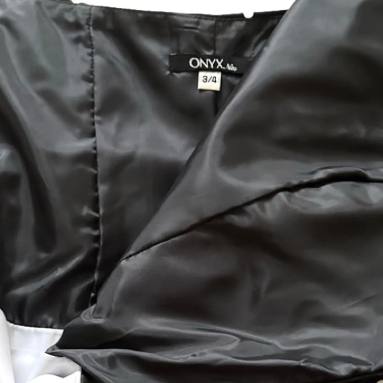 Onyx Nite Dress Black White Polka Dot Strapless Tulle Fit Flare Prom Size 3/4 - Image 2