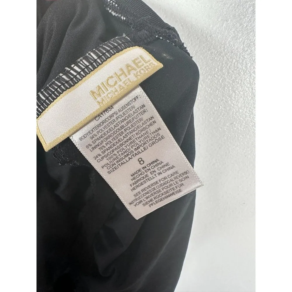 Michael Kors Swimsuit Womens Size 8 One Piece Striped Black White One Shoulder - Image 3