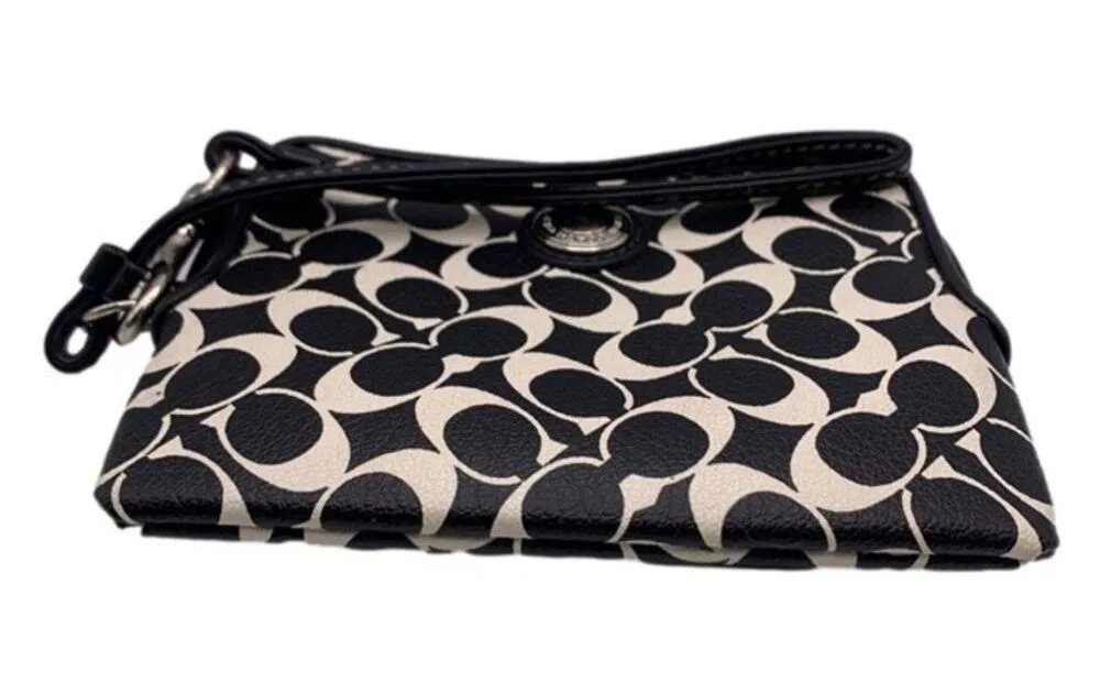 COACH Black White Signature Coated Canvas Wristlet - Image 4