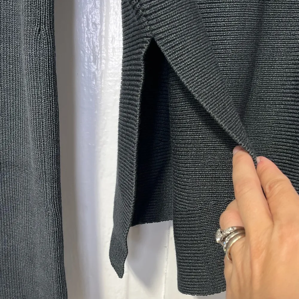 Theyskens’ Theory Silk Rib Knit Ripped Shredded Sleeve Sweater size small Gray - Image 5