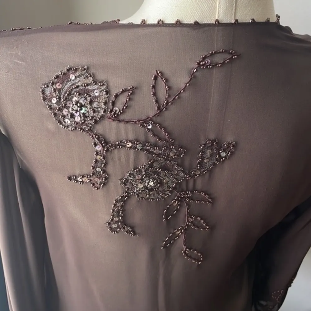 Cameron Blake by Man Chéri Mother of the bride Brown sequins dress Set pant Sz 8 - Image 6