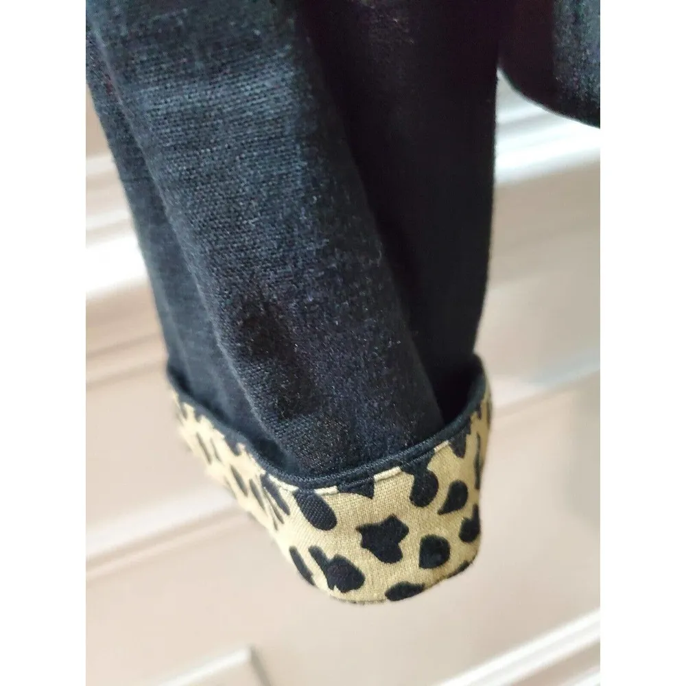 Nina Leonard Women Black Linen Collared Long Sleeve Casual Button Down Shirt L - Image 6