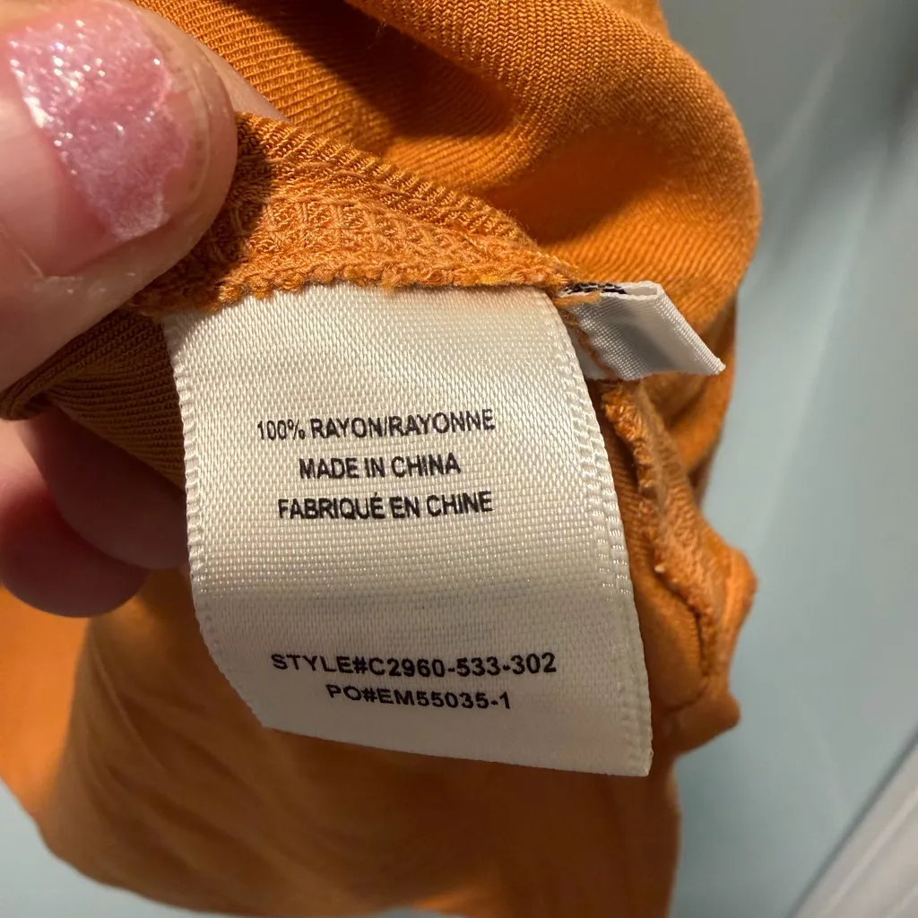 Cloth & Stone Orange V-Neck Top - Image 3