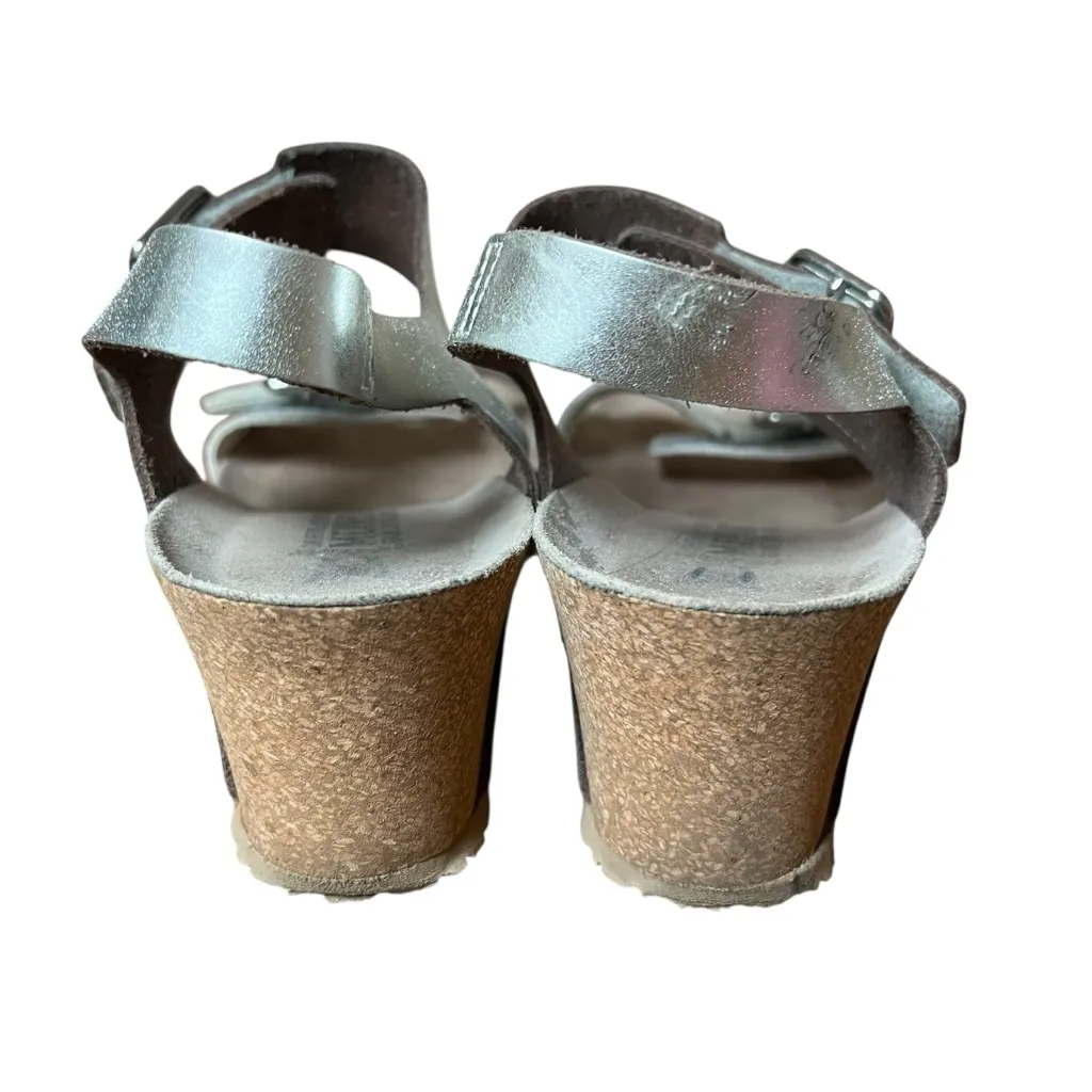 MEPHISTO Lissandra Platform Wedge Sandals Sz 40 US 10 Comfort Silver Metallic - Image 7