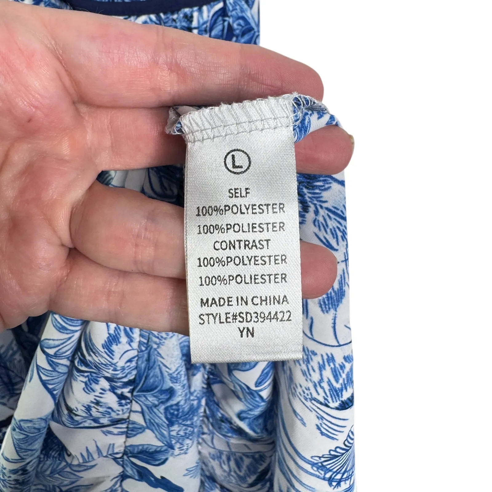 NWT The Sang Boutique Blue & White Tropical Floral Tiered Maxi Dress Large Long - Image 13