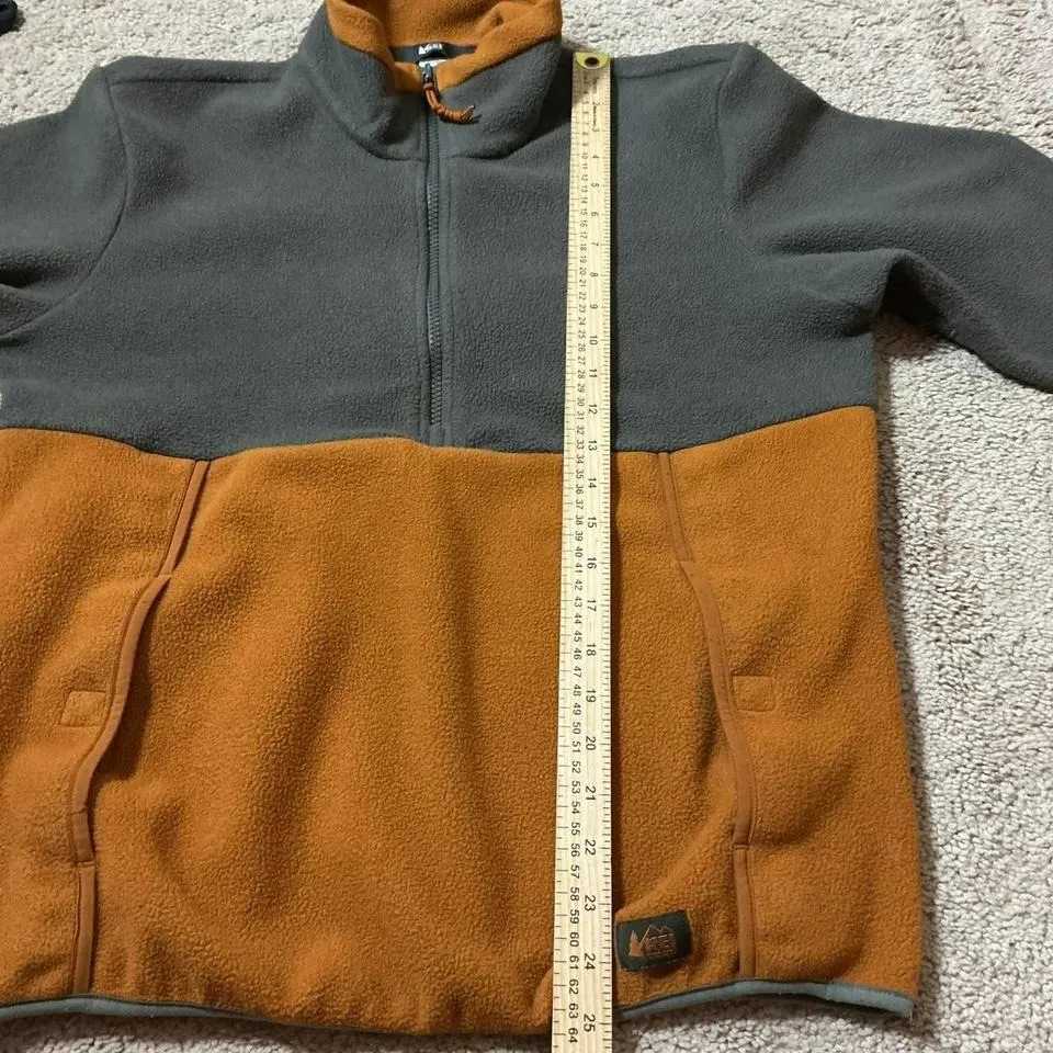 REI Co-op Fleece Colorblock Quarter Zip Pullover Jacket Womens Small Gray Orange - Image 7