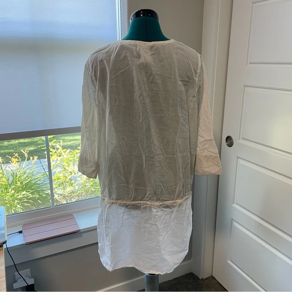 Lands’ End White 100% Cotton 3/4 Sleeves Short Swim Cover Up Medium - Image 5