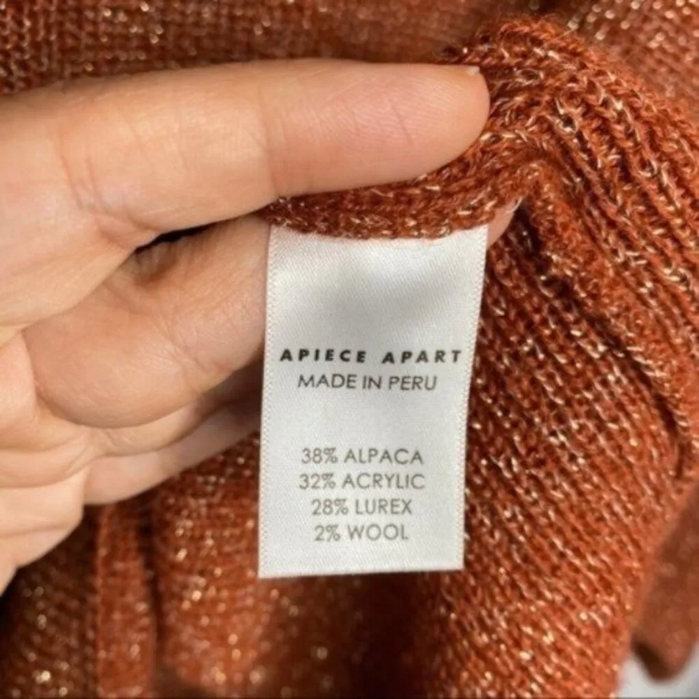 Apiece Apart Arkestra Metallic Balloon Sleeve Sweater in Terra Cotta Marl XS - Image 7