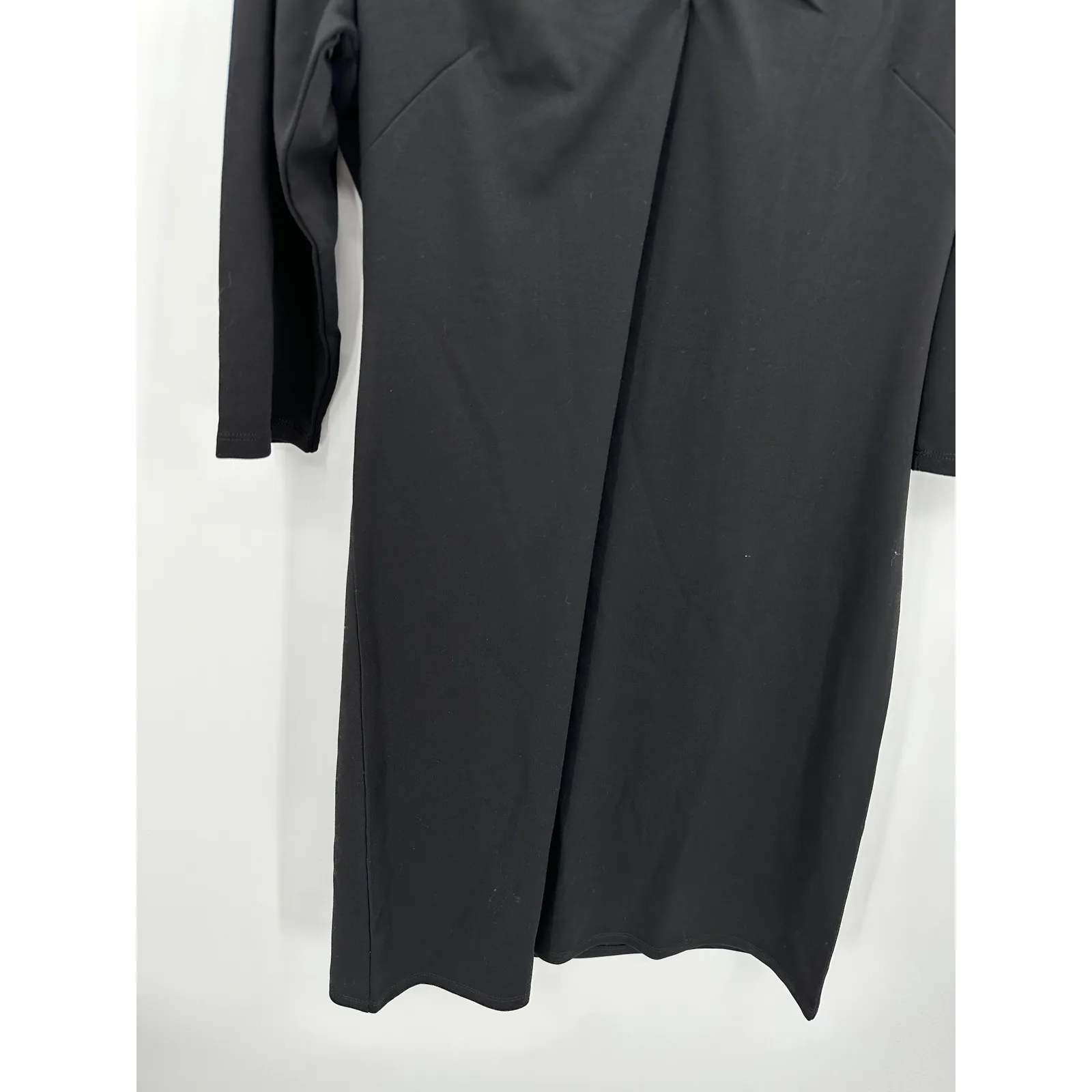 Liz Claiborne Womens Black 3/4 Sleeve V-Neck Midi Dress Size 10 Career Modest - Image 3