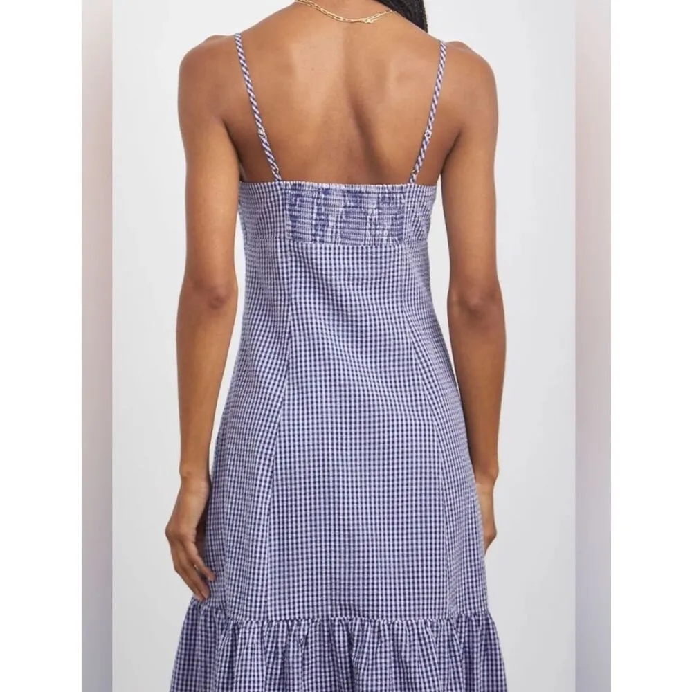 Rails Women's Maeve Dress Navy Lilac Gingham Organic Cotton Midi Dress Size Medi - Image 5