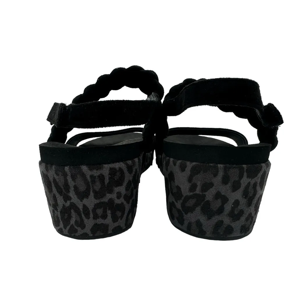 Corky’s Black Pleasant Leopard Print Wide Strappy Platform Wedge Sandals size 11 - Image 4